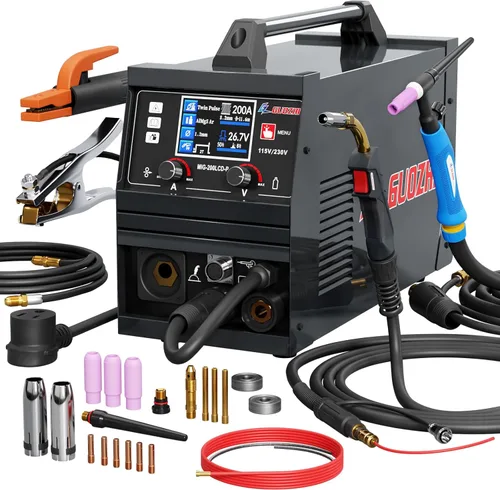 Miniatura 8 de GZ GUOZHI Soldadora MIG de 200A, 7 en 1 Gas MIG/MAG/MIG sin Gas con Núcleo Fundente/TIG por Elevación/Electrodo/Soldadura por Puntos/Pistola