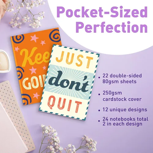 Miniatura 2 de S&O - Juego de mini cuadernos motivacionales a granel con mensajes únicos, 24 diarios inspiradores para niños, blocs pequeños, pequeños diarios