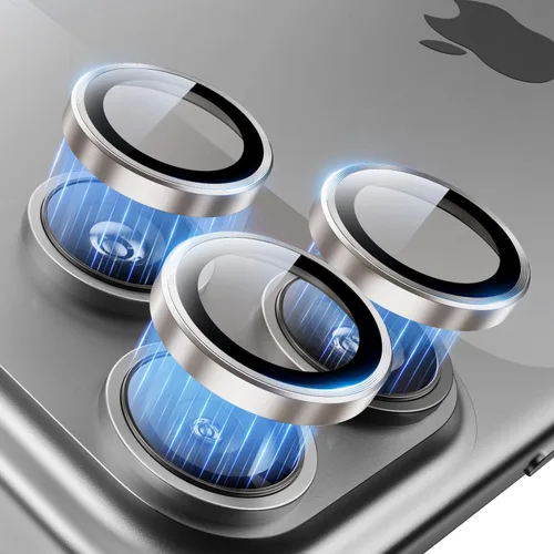 Hoerrye Protector de lente de cámara para iPhone 17 Pro Max/17 Pro - [Vidrio templado superior 9H+ - grado militar de 12 pies] HD Invisible Fit Gris