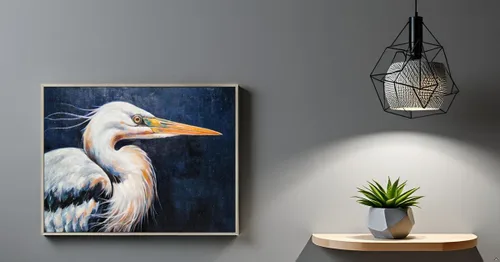 Miniatura 9 de Yihui Arts Lienzo enmarcado texturizado pintado a mano de garza