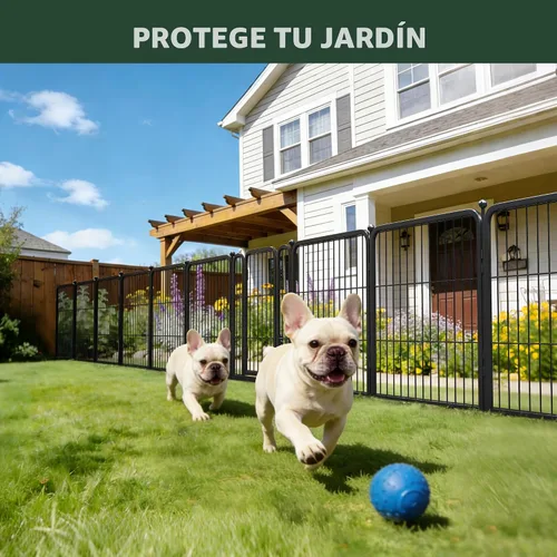 Miniatura 3 de FXW - Valla de jardín metálica y resistente para exteriores, barrera para perros y conejos, fácil instalación, negro, 24 pulgadas de alto x 29.6