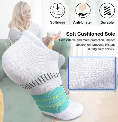 Miniatura 2 de Calcetines tobilleros acolchados para mujer, cómodos, antiampollas, 5 pares
