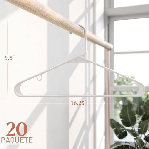 Miniatura 2 de Perchas de plástico para ropa, paquete de 20 unidades, ganchos de plástico blanco, son el colgador perfecto para colgar abrigos y ahorrar espacio