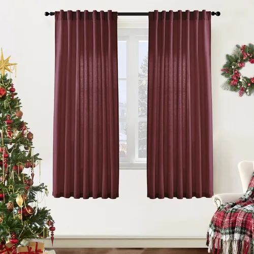 Miniatura 62 de XTMYI - Cortinas transparentes de 54 pulgadas de largo, juego de 2 paneles para baño, cortinas cortas de lino y algodón con semi privacidad
