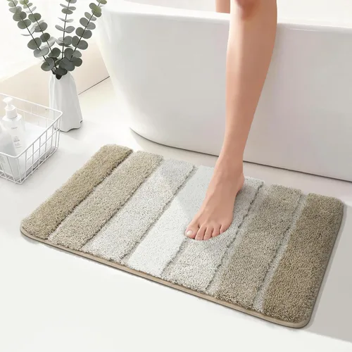 Miniatura 42 de COSY HOMEER Alfombras de baño de 24 x 17 pulgadas, ultra suaves y absorbentes, con respaldo de TPR antideslizante, lavable a máquina, alfombra Beige