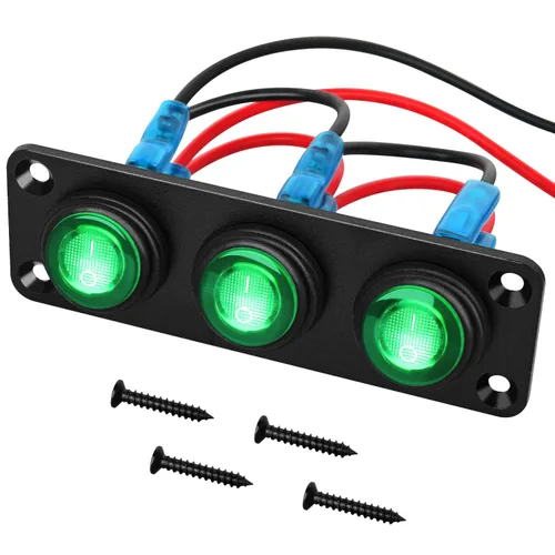 Miniatura 11 de Nilight Panel interruptor basculante de 5 bandas con 3 pines, resistente al agua, interruptores de palanca de encendido/apagado para automóvil, Azul