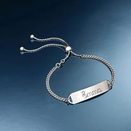 Miniatura 5 de Ross-Simons Pulsera de plata de ley italiana personalizada Id Bolo, Plata de ley, no conocido