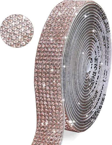 Miniatura 15 de Tiras de Cinta de Diamantes de Imitación de Cristal Autoadhesivas Negras, Tiras de Cinta de Diamantes de Imitación de 7 Filas con Adhesivo