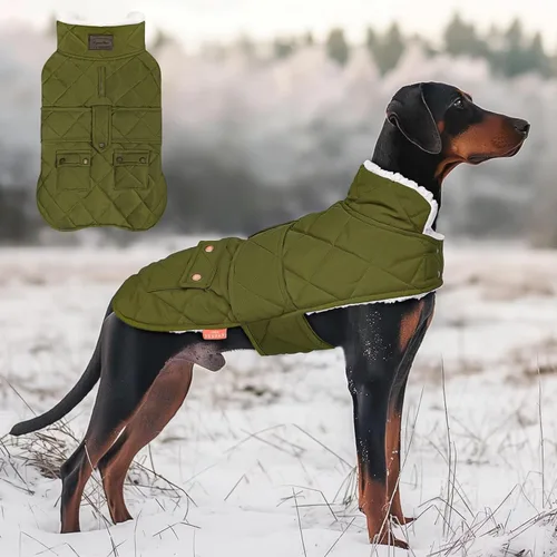 Miniatura 10 de KYEESE Abrigo para Perros Cálido Abrigo de Invierno Acolchado para Mascotas con Agujero para la Correa Chaqueta Suave para Perros con Bolsillo
