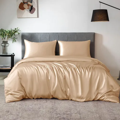 Miniatura 8 de TXHSILK - Sábanas 100% de seda, seda 7A+, 3 piezas, transpirables, suaves, 1 funda de edredón, 2 fundas de almohada con cremallera oculta