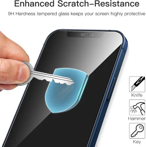 Miniatura 4 de JETech Protector de pantalla de cobertura completa para iPhone 12/12 Pro de 6.1 pulgadas, película de vidrio templado 9H, compatible con fundas