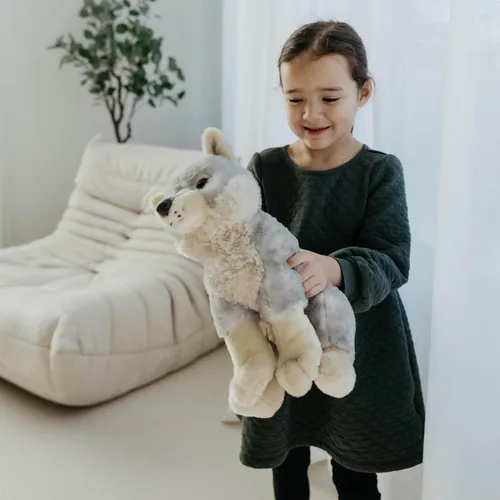 Miniatura 4 de The Petting Zoo Peluche de lobo, regalos para niños, animales salvajes del zoológico Onez, juguete de peluche de lobo gris de 12 pulgadas