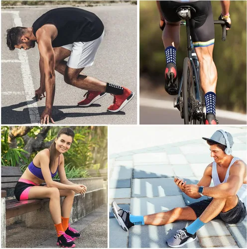 Miniatura 7 de Ultrafun 5 pares de calcetines de fútbol para hombre, calcetines de agarre acolchados antideslizantes para deportes de fútbol y baloncesto