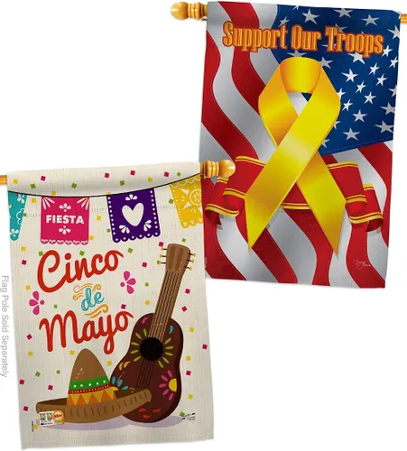 Miniatura 10 de Bandera de jardín del Cinco de Mayo para fiesta de verano, cactus, piñata, sombrero mexicano para decoración de la casa al aire libre, pancarta