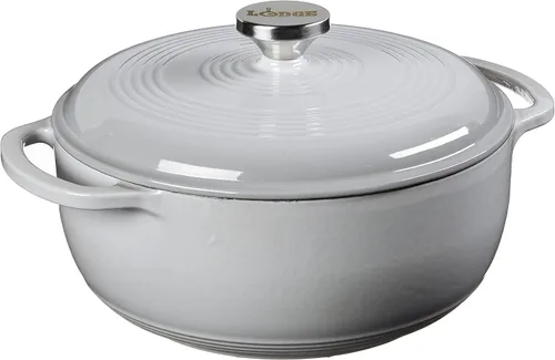 Miniatura 11 de Lodge Horno holandés de hierro fundido esmaltado de 4.5 cuartos de galón con tapa, asas dobles, apto para horno hasta 500° F o en la estufa, uso