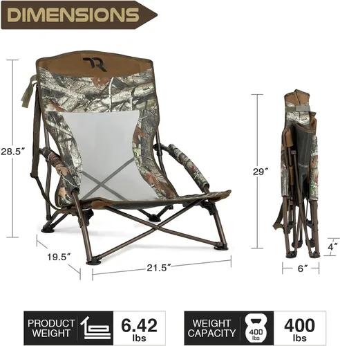 Miniatura 3 de TR Silla de Campamento Baja, Sillas de Césped Bajas para Conciertos Ligeras de Alta Resistencia, Silla Baja con Bolsa de Transporte para Acampar al