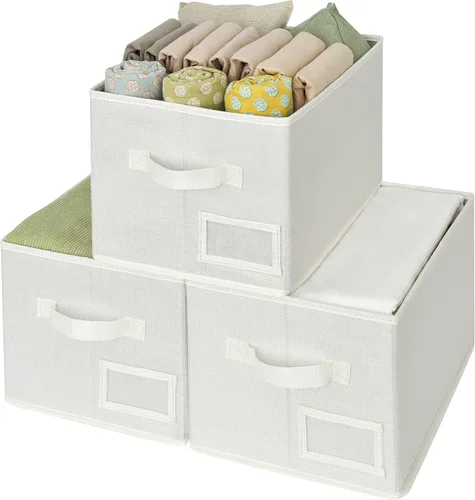 Miniatura 22 de GRANNY SAYS Contenedores de tela para almacenamiento, contenedores de armario para estantes, canasta de almacenamiento con asas, cajas de Gris ceniza