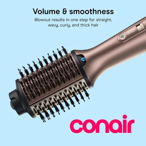 Miniatura 2 de Cepillo de aire caliente Conair Barril ovalado de 3 pulgadas para cabello ondulado, rizado y texturizado, oro rosa, BC95L