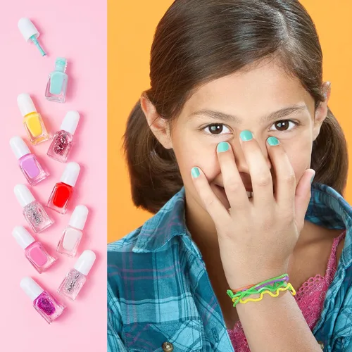 Miniatura 2 de SIMPLE PLEASURES Pink Capybara Kids Nail Polish Set for Girls – 14 Water-Based Non -Toxic Nail Art Kit - Gift Set for Ages 7-12