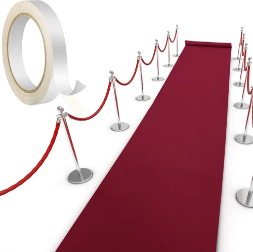 Miniatura 12 de Shappy Alfombra negra para fiesta, 1.94 oz/m², para baile de graduación, con cinta adhesiva, alfombra de pasillo para eventos, graduados, bodas