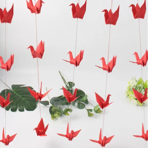Miniatura 5 de Guirnalda colgante de grúa de papel (3 cuerdas x 5.2 pies), serpentinas de pájaros de origami para despedida de soltera, baby shower, suministros