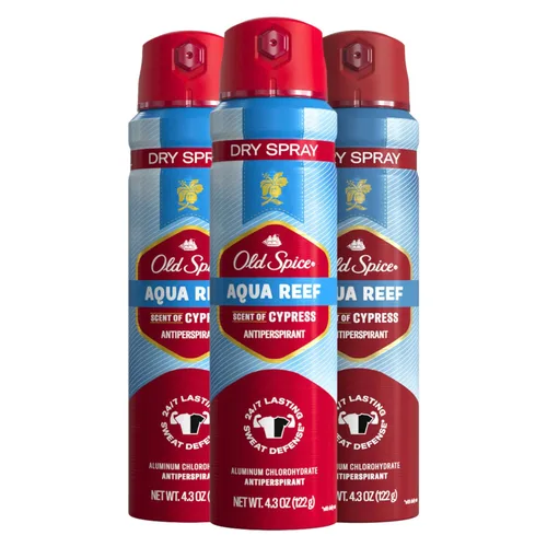 Old Spice Antitranspirante y desodorante invisible para hombre Aqua Reef, protección contra olores 24/7, 4.30 onzas (paquete de 3)