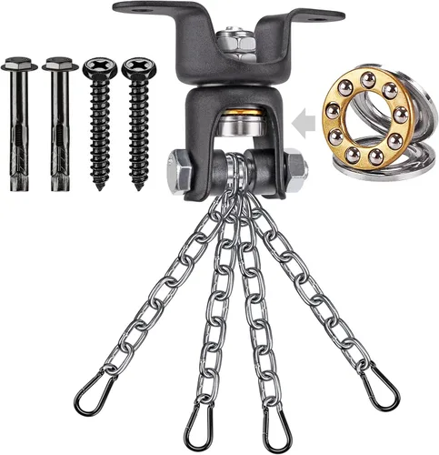 Miniatura 11 de BeneLabel Heavy Bag Ceiling Mount with Spring & Chains 360° Rotation Punching Bag Ceiling Hanger with Bearings Boxing Bags Holder Hardware with 2