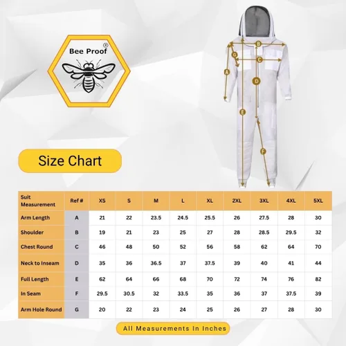 Miniatura 4 de Suit-111 Traje de apicultura profesional con protección total, velo de esgrima de seguridad de algodón transpirable (grande, caqui)