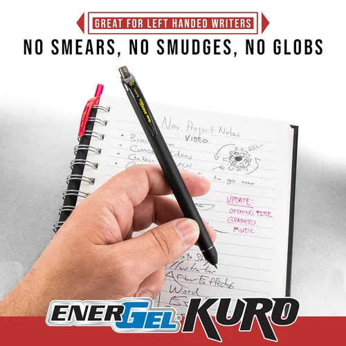 Miniatura 3 de Pentel EnerGel Kuro - Bolígrafo de gel líquido, (punta de 1/32 pulgadas - 0.7 mm) línea media, tinta surtida, paquete de 12 (BL437R1BP12M1)