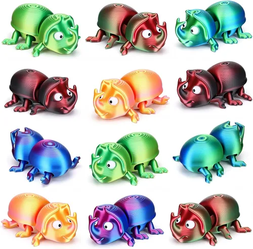 Miniatura 13 de 12 figuras de gusano impresas en 3D de animales, articuladas, flexibles, para aliviar el estrés, figuras de animales, decoración de escritorio