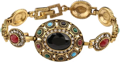 Pulsera de joyería turca vintage, estilo bohemio, antiguo, color dorado, para mujer, regalo para mujer