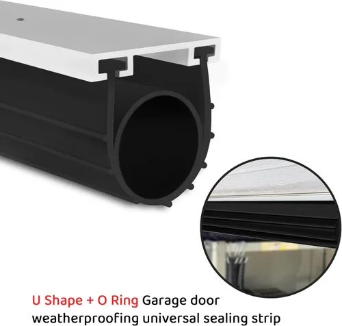 Miniatura 8 de Sellos de goma inferior de goma para puerta de garaje con kit de base de retención de riel de aluminio preperforado, forma de U de alta resistencia