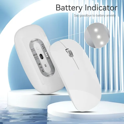 Miniatura 2 de TENMOS M18 Mouse Bluetooth, Mouse inalámbrico recargable USB C, Mouse silencioso de triple modo (Bluetooth dual+USB) para computadora, portátil