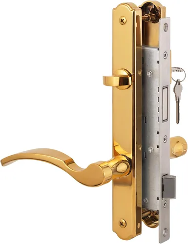 Miniatura 7 de House Guard Sistema de Manija para Puerta de Patio con Bisagras con Manija de Palanca, Juego de Cerradura de Mortaja Universal para Puertas de Latón