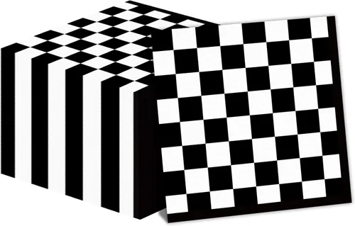 100 paquetes de servilletas de papel con bandera a cuadros en blanco y negro para fiesta de cumpleaños de coche de carreras, suministros desechables