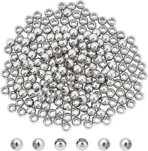 Miniatura 12 de NBEADS 100 cuentas espaciadoras de metal redondas lisas de acero inoxidable 304 de 0.315 pulgadas, cuentas sueltas para hacer joyas de bricolaje 100