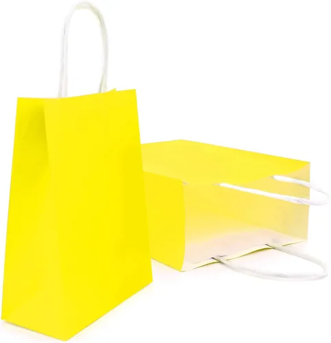 Miniatura 16 de YADIAN 12 bolsas de regalo de papel kraft con asa, bolsas de regalo azules de tamaño pequeño para Halloween, Navidad, cumpleaños, bodas