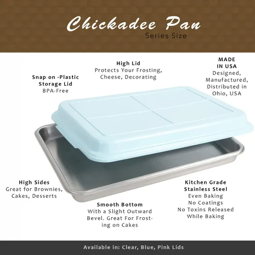Miniatura 7 de Homeplace Heritage - 10 x 15 - Sartén profunda para hornear - Acero inoxidable - Tapa de plástico sin BPA - Fabricado en Estados Unidos (azul)