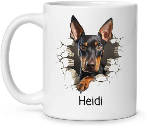 Miniatura 26 de Tazas de café con nombre personalizado único y emocionado Chihuahua rompió la pared, tazas de café personalizadas para perros, regalo para niños