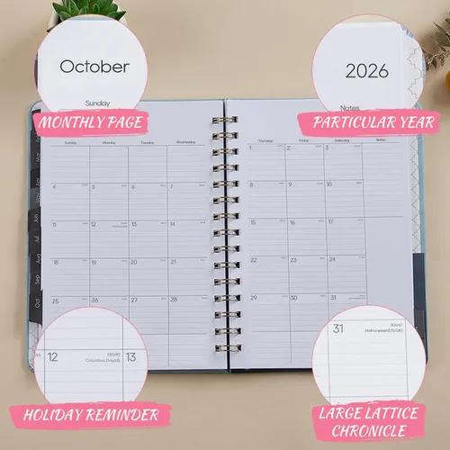 Miniatura 3 de Agenda 2026 – Agenda semanal y mensual 2026, enero 2026 a diciembre 2026, 6.4 x 8.5 pulgadas, agenda diaria con pestañas mensuales, cierre elástico