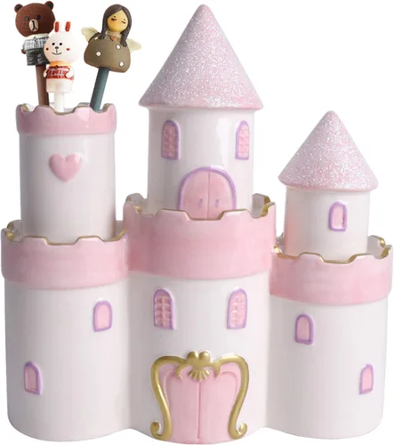 Miniatura 6 de Vencer Alcancía grande de cerámica de castillo de princesa para niñas y niños, alcancía para niños, alcancía para niños, rosa, gran juguete
