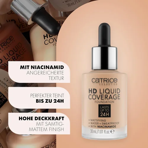 Miniatura 3 de Catrice Base de cobertura líquida HD, impecable, de alta cobertura, vegana y libre de crueldad (002 beige porcelana)