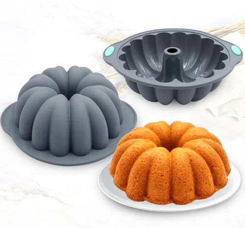 Miniatura 7 de Tongjude 4 moldes de silicona para tartas de tubo estriado, 10 tazas de molde para hornear, molde de gelatina, moldes de silicona para pasteles