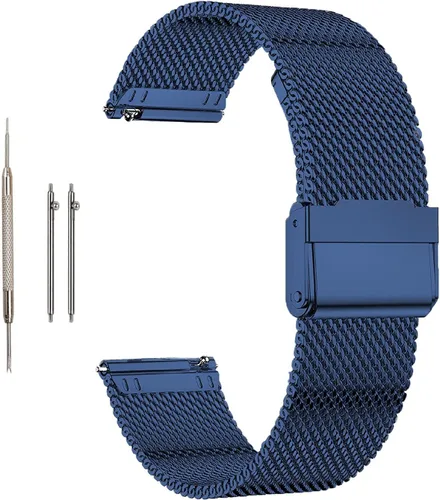 Miniatura 18 de Moran Correa de malla de acero inoxidable de 20 mm, correa de metal de liberación rápida, 18 mm, 20 mm, 22 mm, compatible con Samsung Galaxy Watch