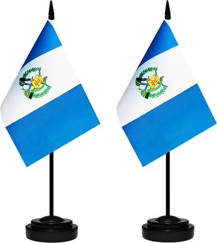 Miniatura 19 de Juego de banderas de escritorio de México, paquete de 2 banderas de mesa mexicanas, mini bandera de escritorio pequeña con poste negro sólido de 12