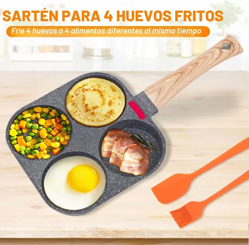 Miniatura 2 de AHFLRITO Sartén antiadherente para huevos de 4 tazas, sartén saludable de aluminio para omelette, sartén para tortilla de desayuno para huevos