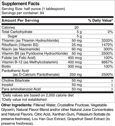 Miniatura 7 de Life Solutions Liquid Super B Complex -32 oz Aumenta naturalmente los niveles de energía de tu cuerpo
