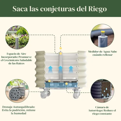 Miniatura 5 de Maceta de metal rodante para árboles cítricos Gen 2, maceta redonda grande con riego automático para cultivar árboles, tomates, plantas y flores al
