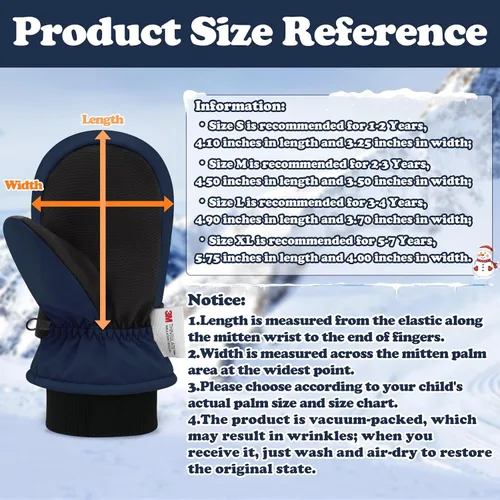 Miniatura 18 de Sarfel Guantes impermeables para niños pequeños, guantes de esquí, guantes de nieve, guantes para bebé, Thinsulate 1-7 años