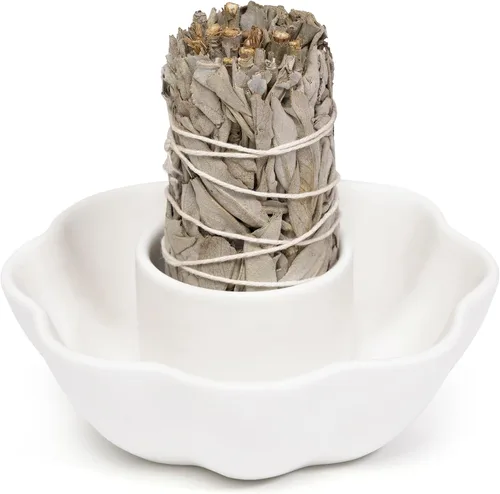 Miniatura 6 de Soporte para salvia, quemador de salvia blanca, soporte para salvia para quemar, cuenco para sahumerio, soporte para varitas de salvia, soporte